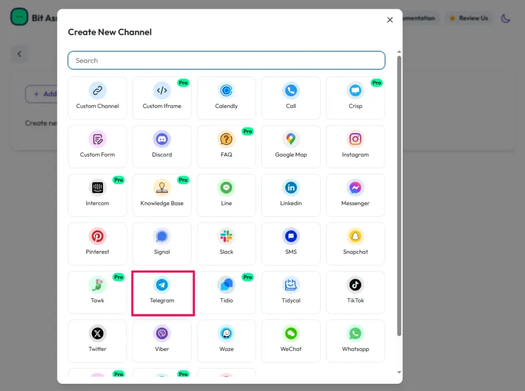 How to Add Free Floating Telegram & WhatsApp Chat in WordPress 7 Add Telegram channel in Bit Assist