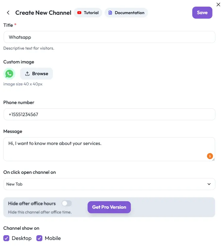 How to Add Free Floating Telegram & WhatsApp Chat in WordPress 9 Add WhatsApp Channel