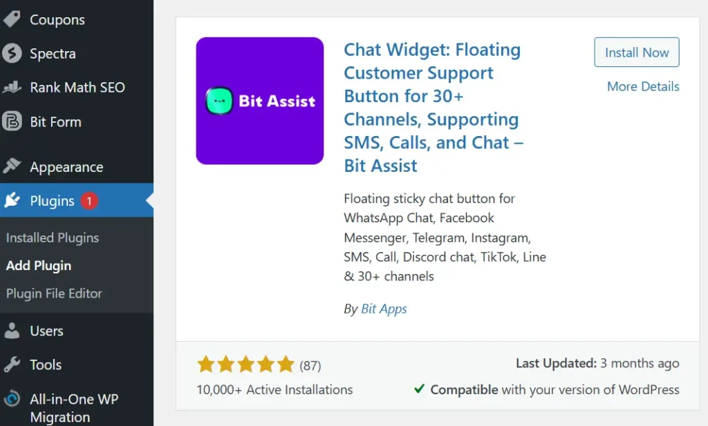 How to Add Free Floating Telegram & WhatsApp Chat in WordPress 3 Bit Assist