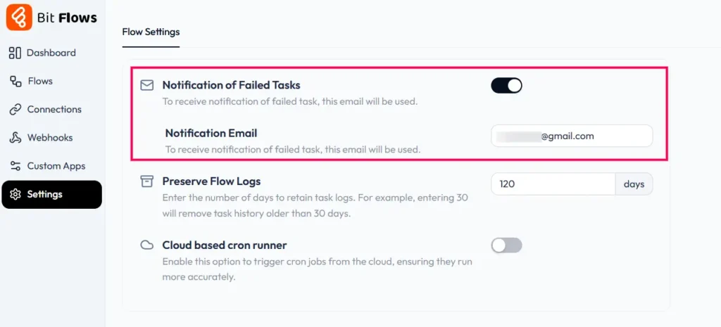 Bit Flows Review: Free WordPress Automation & AI Integration Plugin 7 Bit Flows email notification for failed tasks